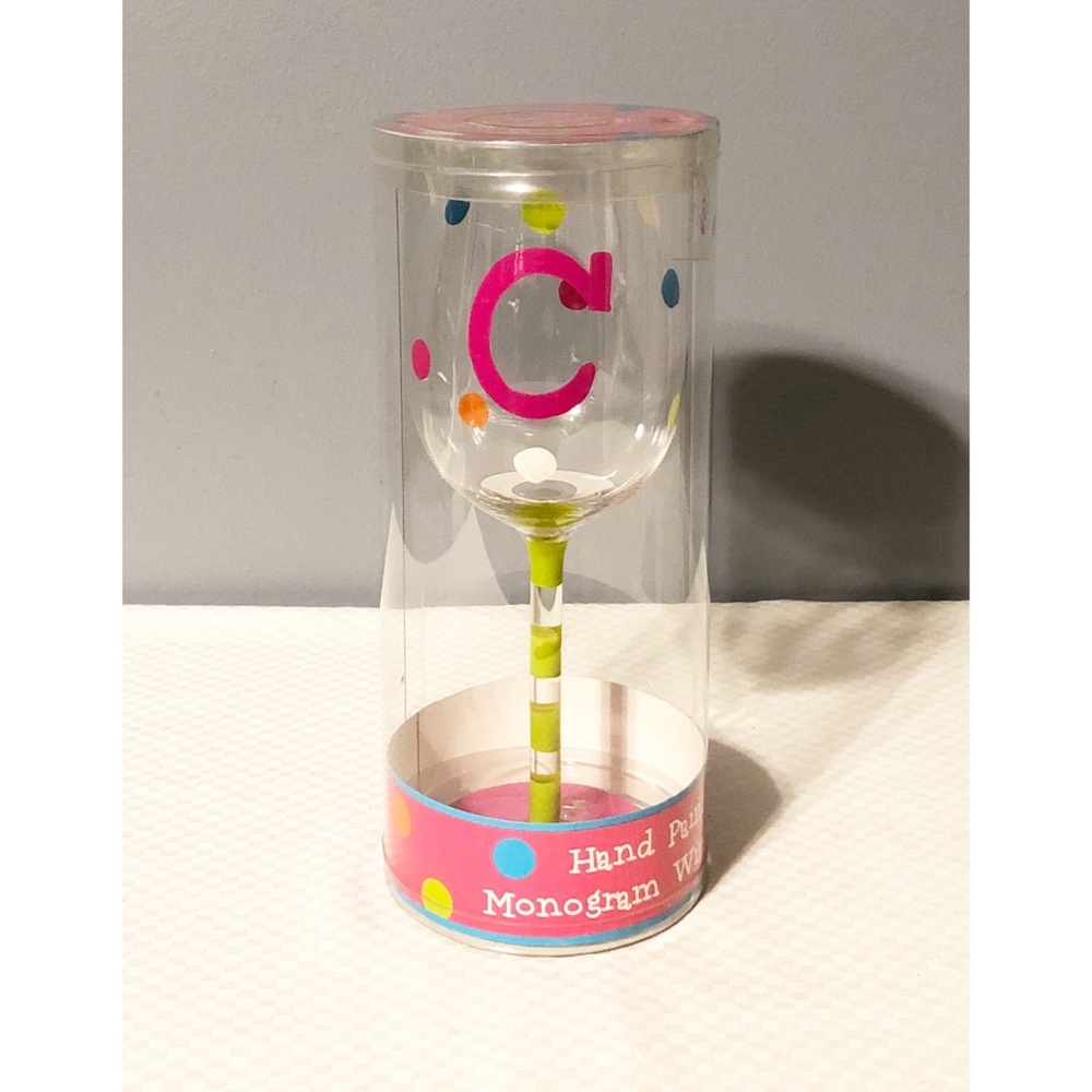 ☀️Hand Painted Monogram Wine Glass 16oz